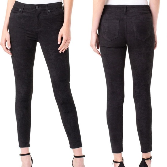 Liverpool Pants - Liverpool Abby Black Faux Suede Ankle Skinny Jeans Pants 12